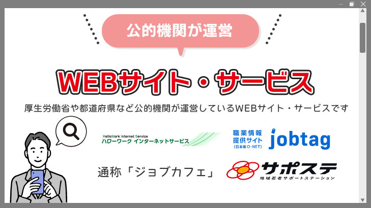 公的機関が運営する転職サイトや転職支援サービス